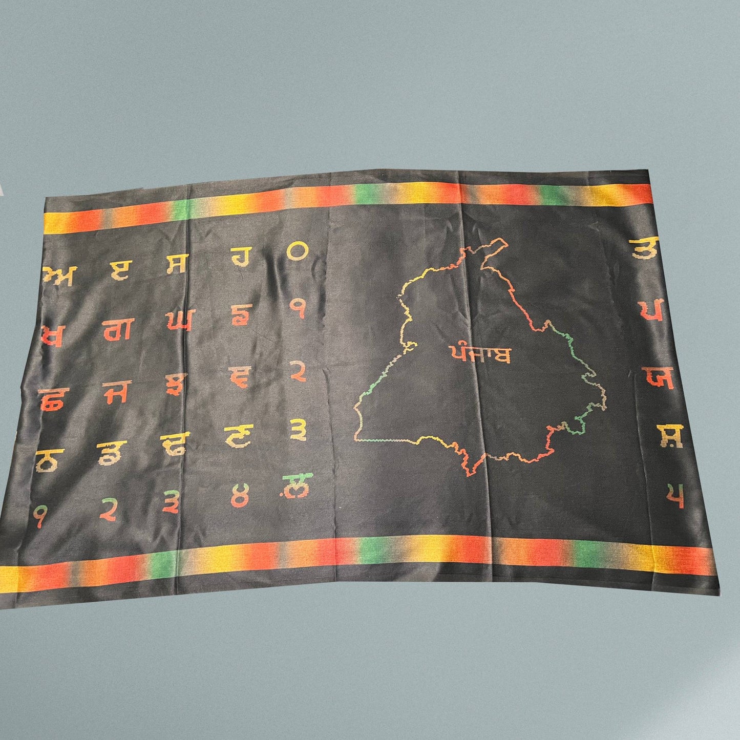 Punjabi Shawl With Punjab Map | Kurta Pajama | Punjabi Wedding Jaago Shawl - Midnight Black