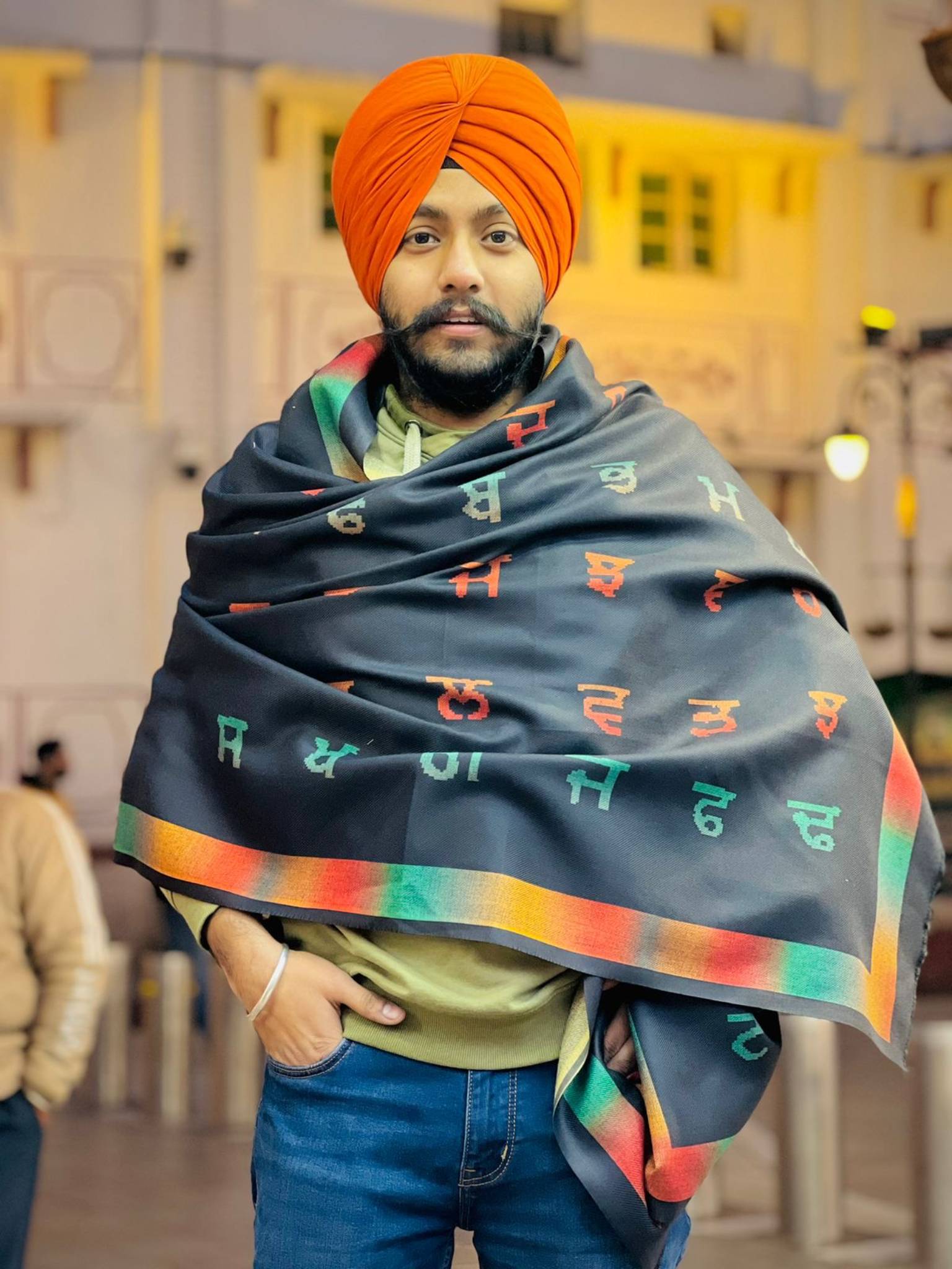 Punjabi Kurta Pajama With Sweater Scarf Pathani Suit With Shawl