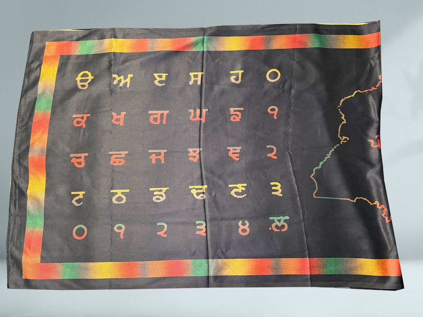 Punjabi Shawl With Punjab Map | Kurta Pajama | Punjabi Wedding Jaago Shawl - Midnight Black